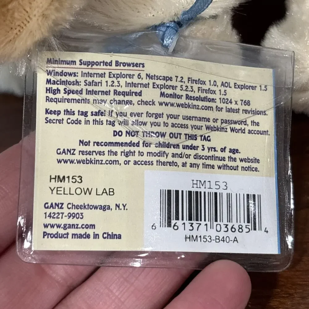 New Ganz Webkinz Retired HM153 Yellow Lab Stuffed Plush With Sealed Unused Code